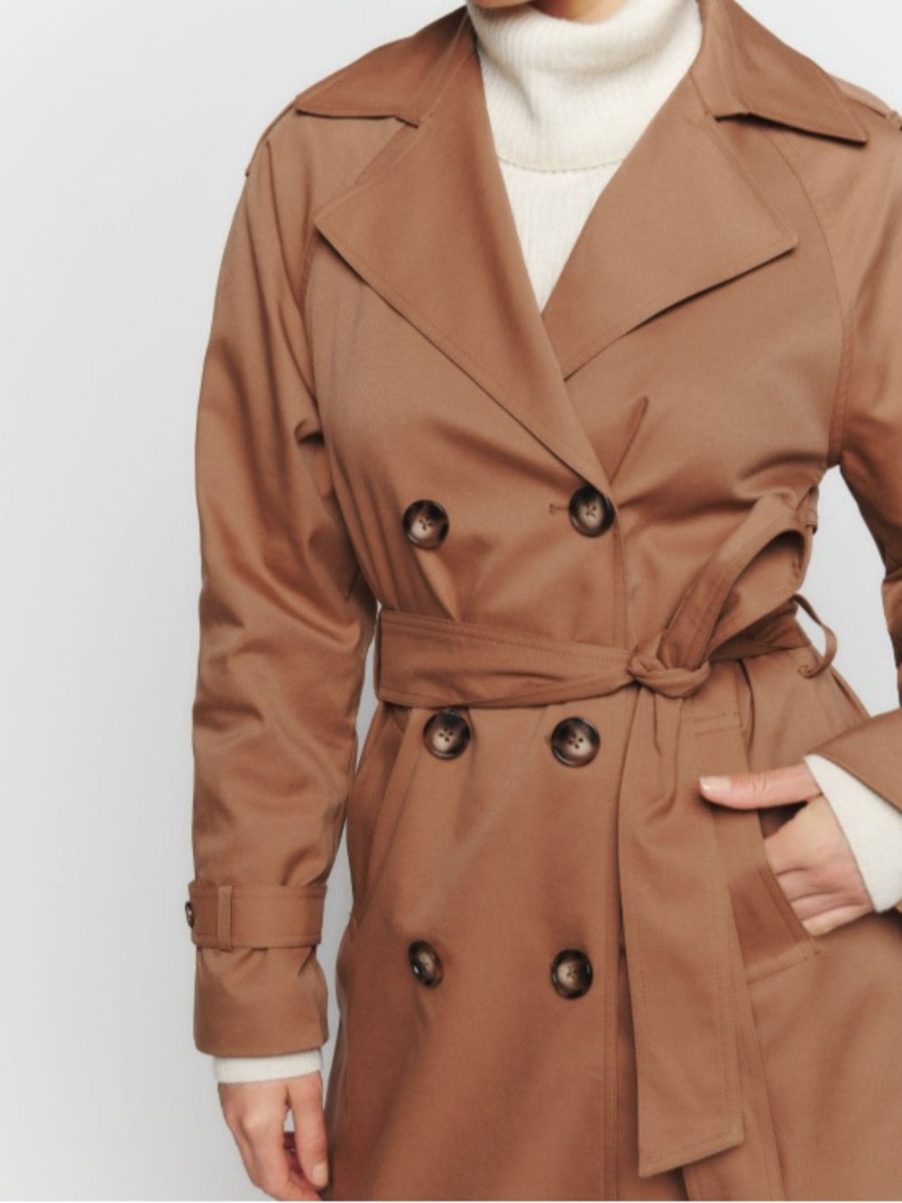 Classic Double-Breasted Trench Coat - Brown